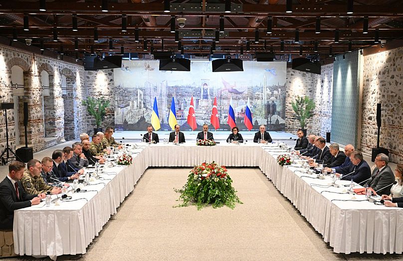 Делегации Украины и России на прямых переговорах в Стамбуле